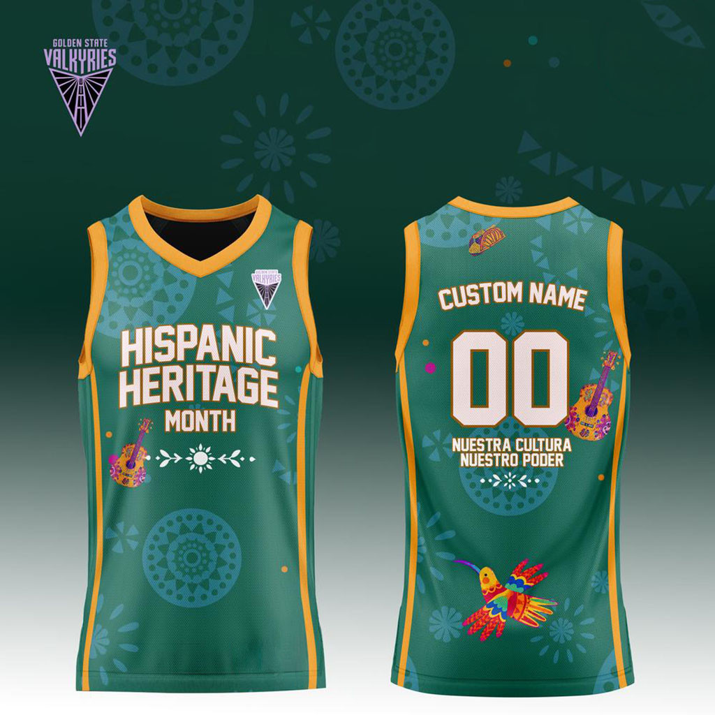 Custom GS Valkyries x Hispanic Heritage Month Green Basketball Jersey Valkyries Merch Fans Gifts - Kdjoy