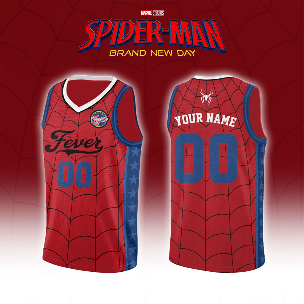 Custom Indiana Fever X Spider-Man Brand New Day 2026 Basketball Jersey Indiana Fever Merch Red - Kdjoy