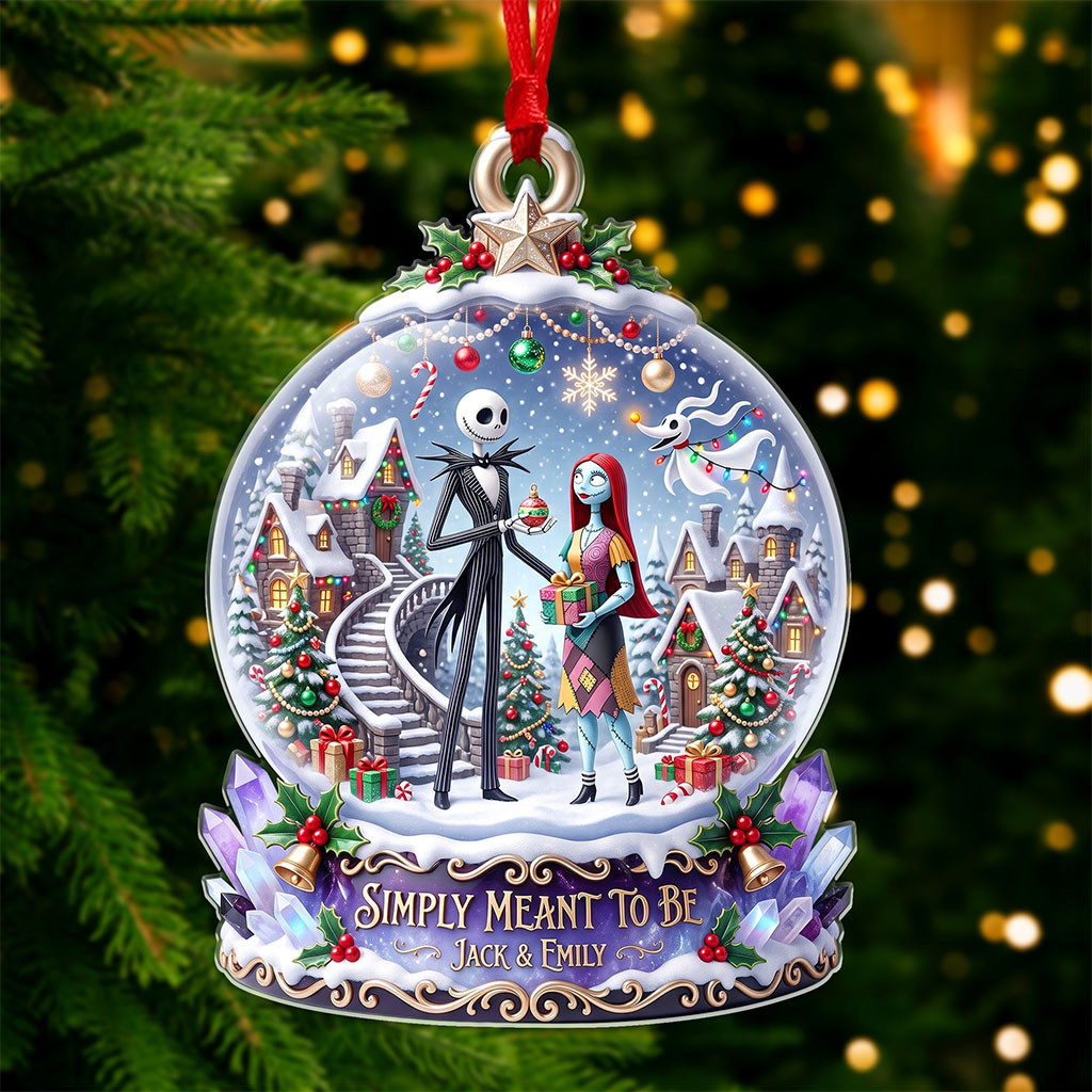 Custom Jack Skellington and Sally The Nightmare Before Christmas Acrylic Ornament Spooky In Love - Kdjoy