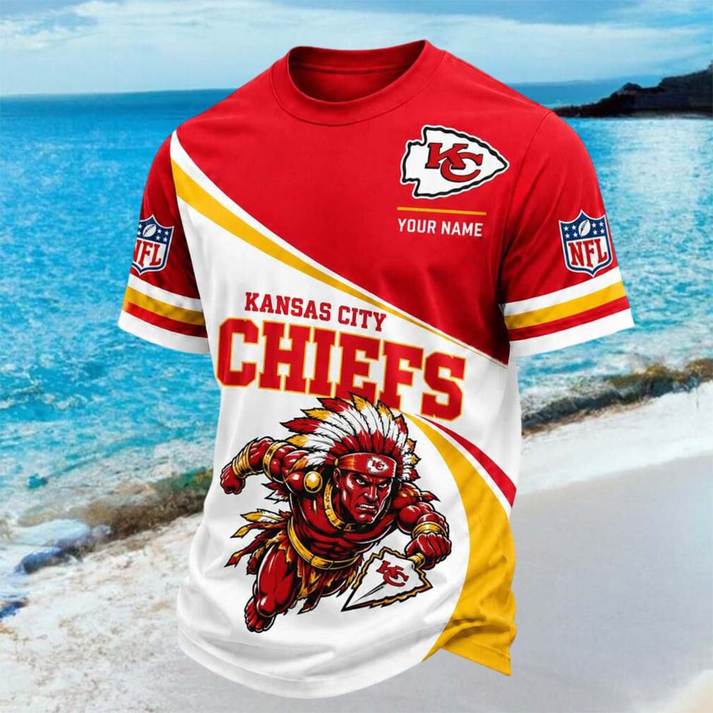 Custom Kansas City Chiefs Mascot Running Chief Shirt Kansas City Football T-Shirt Chiefs Merch - Kdjoy