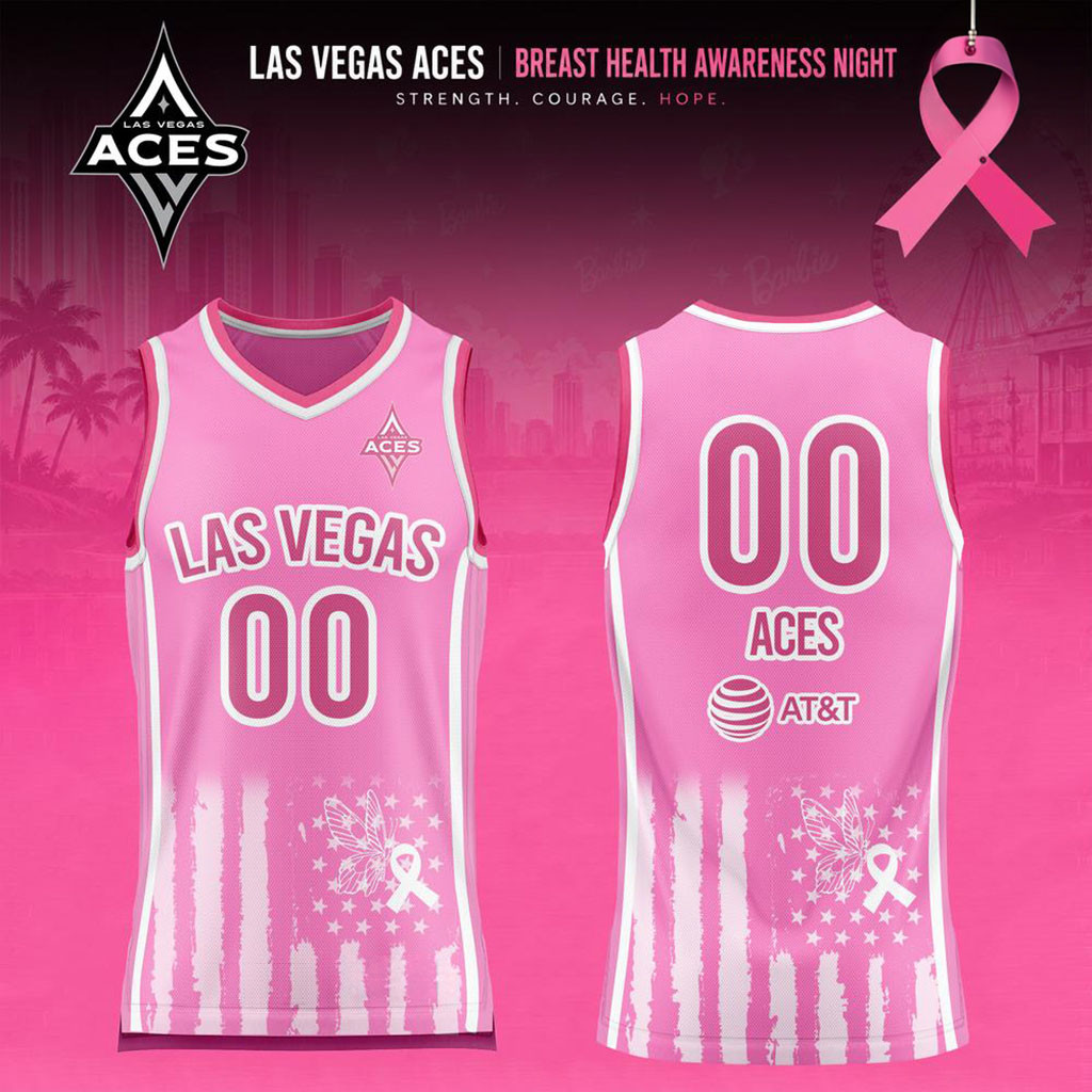 Custom Las Vegas Aces x Breast Health Awareness Night 2026 Basketball Jersey LV Aces Merch - Kdjoy