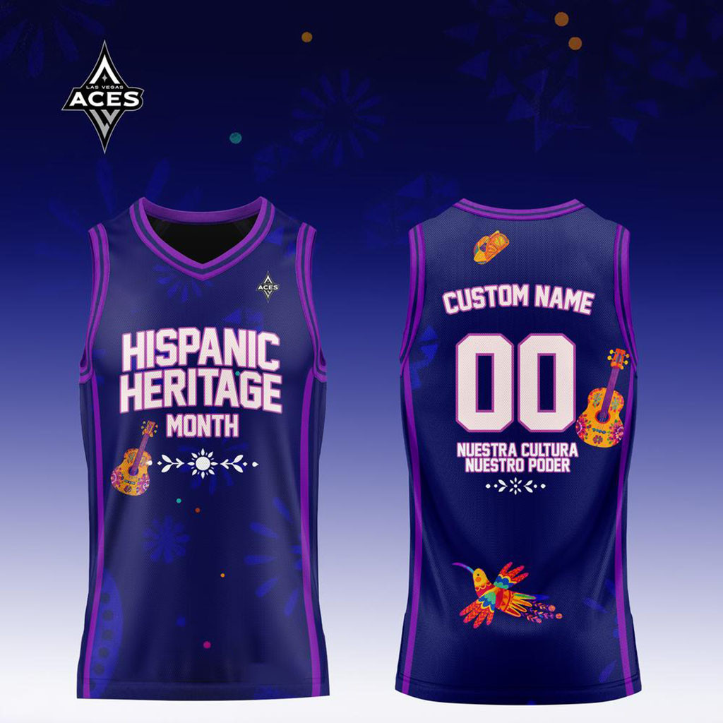 Custom Las Vegas Aces x Hispanic Heritage Month Purple Basketball Jersey LV Aces Merchandise - Kdjoy