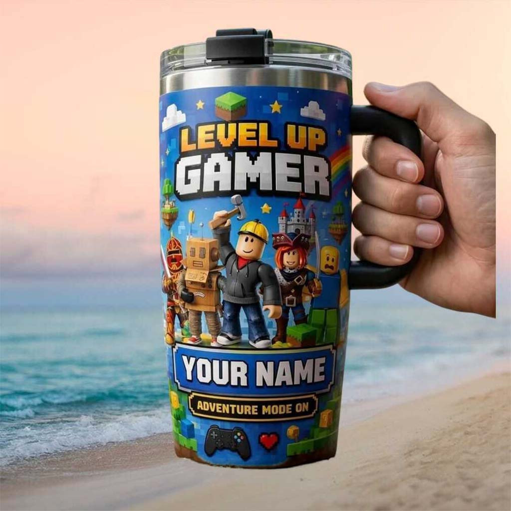 Custom Level Up Gamer Roblox Adventure Mode Tumbler Roblox Merch Gifts For Gamers - Kdjoy