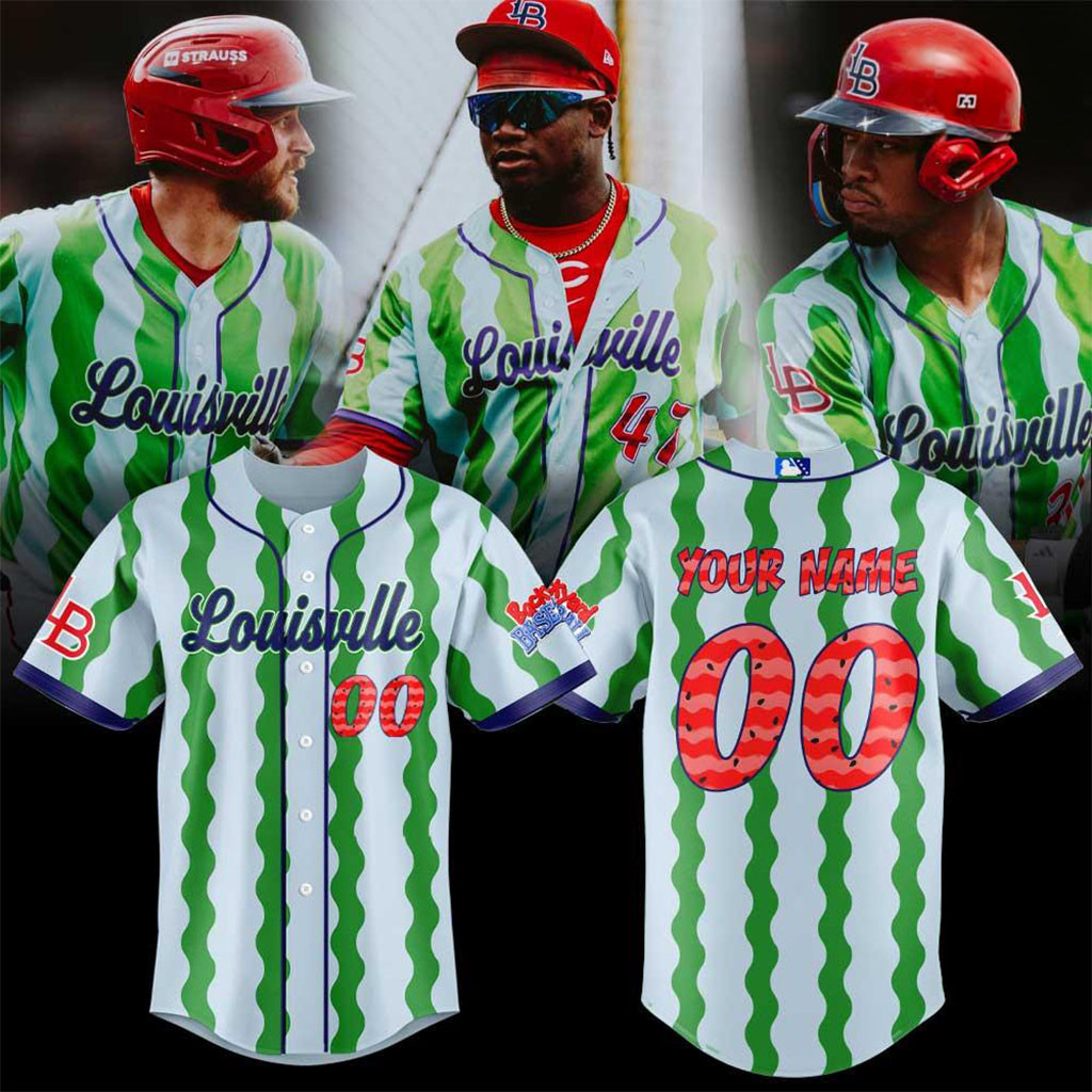 Custom Louisville Bats x Backyard Baseball Melonheads Baseball Jersey Louisville Bats Merch - Kdjoy