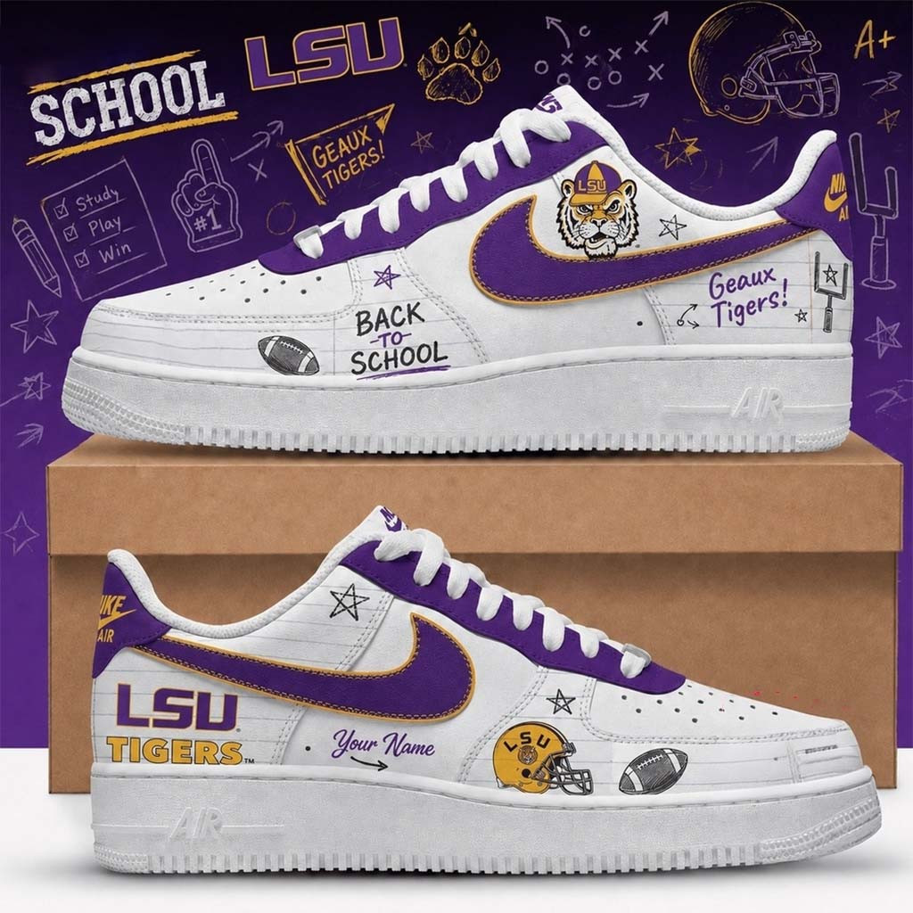 Custom LSU Tigers Merch 2026 Back To School Sneakers Geaux Tigers Shoes Football Themed Gifts - Kdjoy