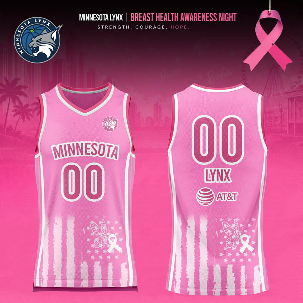 Custom Minnesota Lynx x Breast Health Awareness Night 2026 Basketball Jersey Minnesota Lynx Merch - Kdjoy