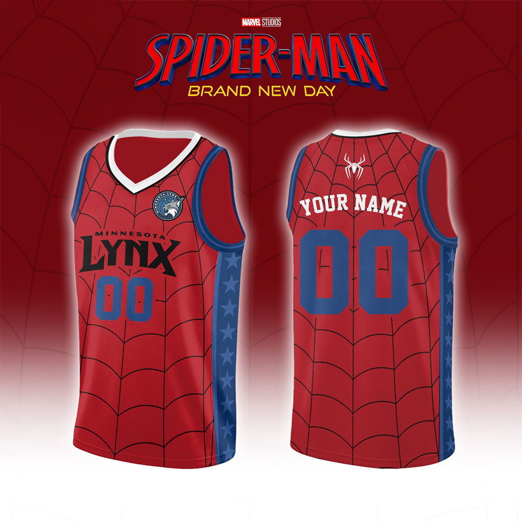 Custom Minnesota Lynx X Spider-Man Brand New Day 2026 Basketball Jersey Minnesota Lynx Merch - Kdjoy