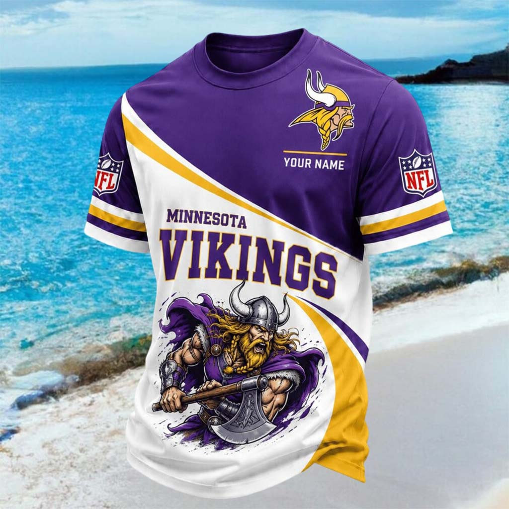 Custom Minnesota Vikings Mascot Football Team Logo T-Shirt Minnesota Football Shirt Dolphins Merch - Kdjoy