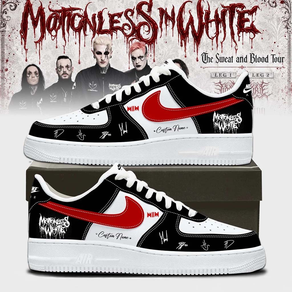 Custom Motionless In White Merch 2026 The Sweat And Blood Tour Sneakers Present For Band Fans - Kdjoy