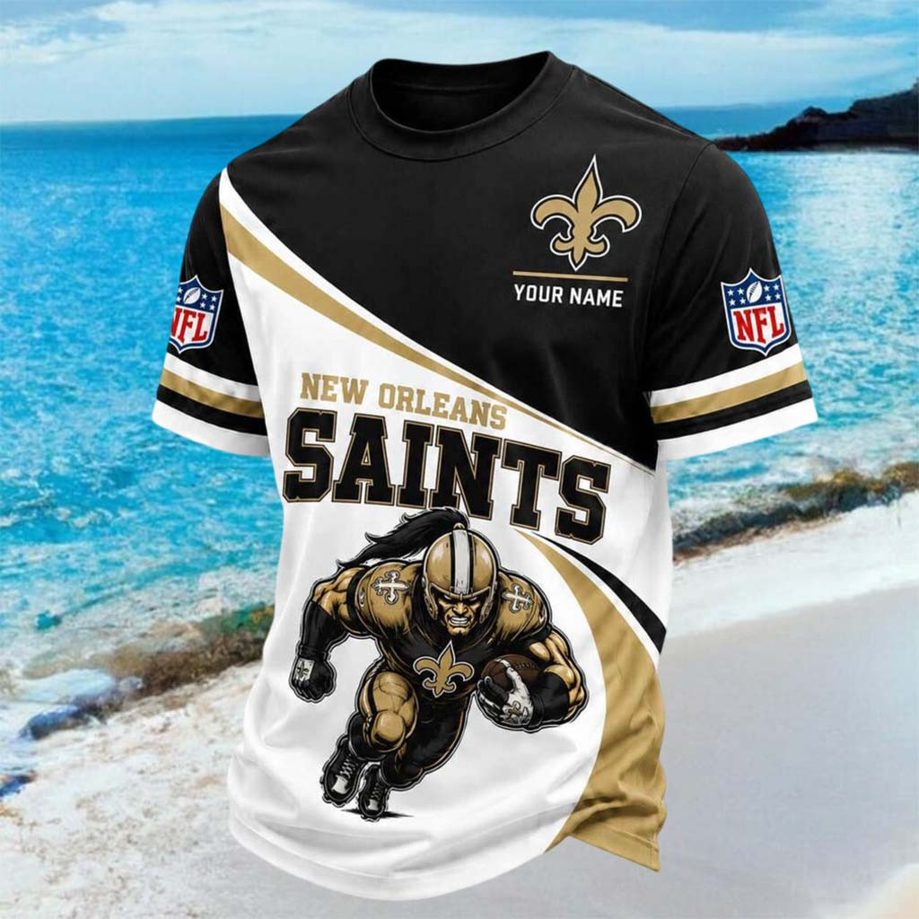 Custom New Orleans Saints Mascot Running Player T-Shirt New Orleans Football Shirt Saints Merch - Kdjoy