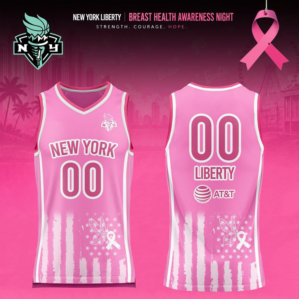 Custom New York Liberty x Breast Health Awareness Night 2026 Basketball Jersey NY Liberty Merch - Kdjoy