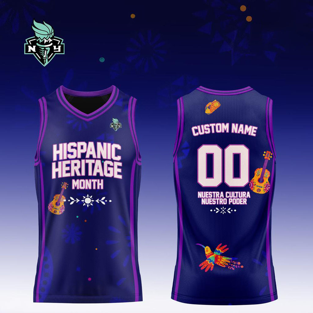 Custom New York Liberty x Hispanic Heritage Month Purple Basketball Jersey NY Liberty Merch - Kdjoy Custom New York Liberty x Hispanic Heritage Month Purple Basketball Jersey NY Liberty Merch - Kdjoy