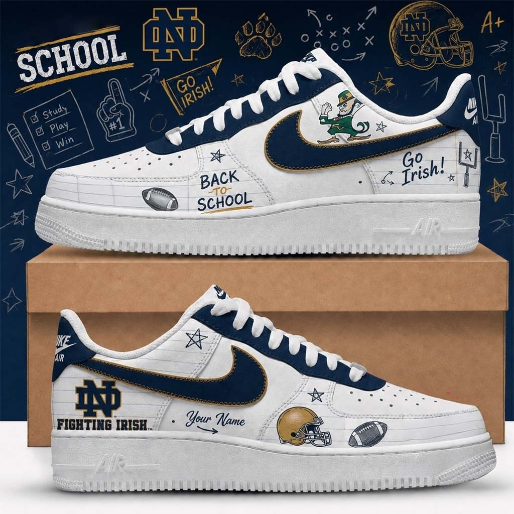Custom Notre Dame Fighting Irish Merch 2026 Back To School Sneakers Football Related Gifts - Kdjoy