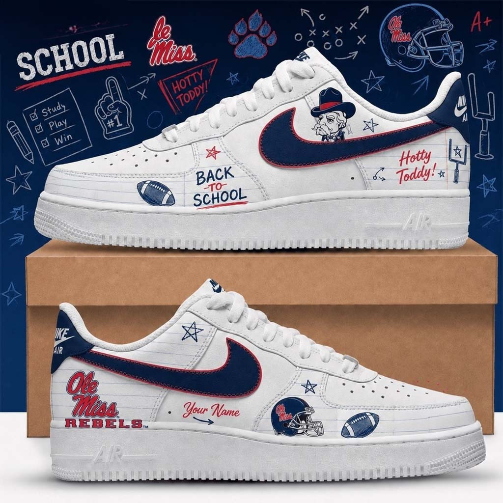 Custom Ole Miss Rebels Merch 2026 Back To School Sneakers Hotty Toddy Shoes Football Fan Gifts - Kdjoy Custom Ole Miss Rebels Merch 2026 Back To School Sneakers Hotty Toddy Shoes Football Fan Gifts - Kdjoy