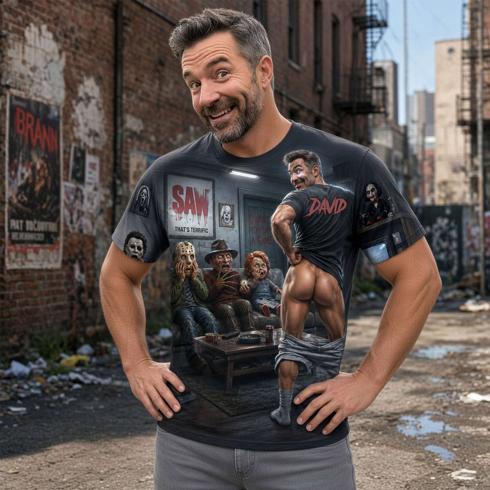 Custom Photo Michael Myers Merch Funny Halloween T-Shirt Gifts For Horror Lovers - Kdjoy