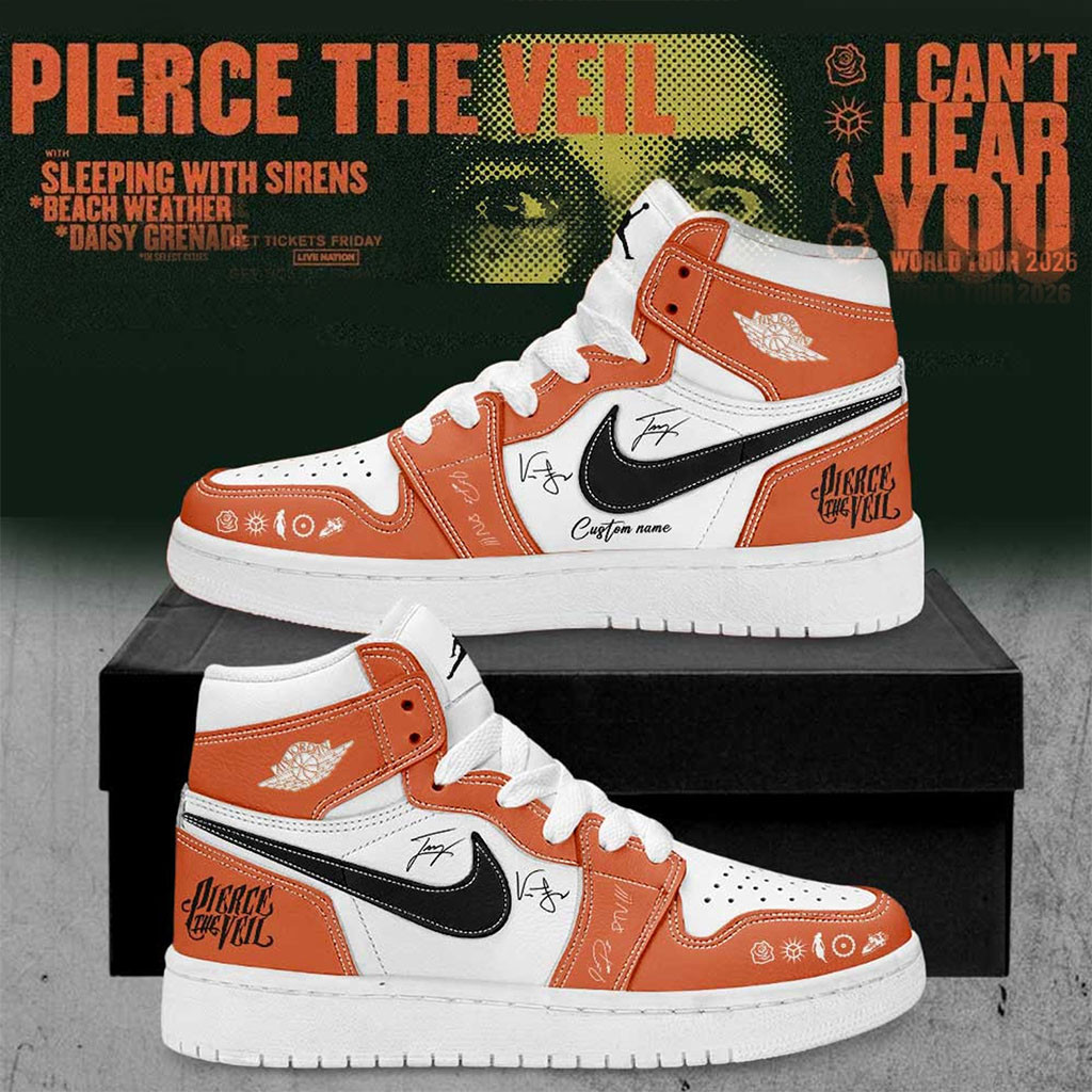 Custom Pierce The Veil Merch I Can't Hear You World Tour 2026 Signature Shoes Gift For Sister - Kdjoy Custom Pierce The Veil Merch I Can't Hear You World Tour 2026 Signature Shoes Gift For Sister - Kdjoy
