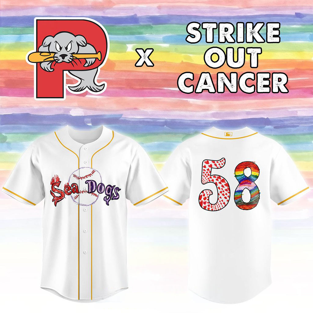 Custom Portland Sea Dogs Strike Out Cancer 2026 Game Baseball Jersey Sea Dogs Merch Fans Gifts - Kdjoy Custom Portland Sea Dogs Strike Out Cancer 2026 Game Baseball Jersey Sea Dogs Merch Fans Gifts - Kdjoy