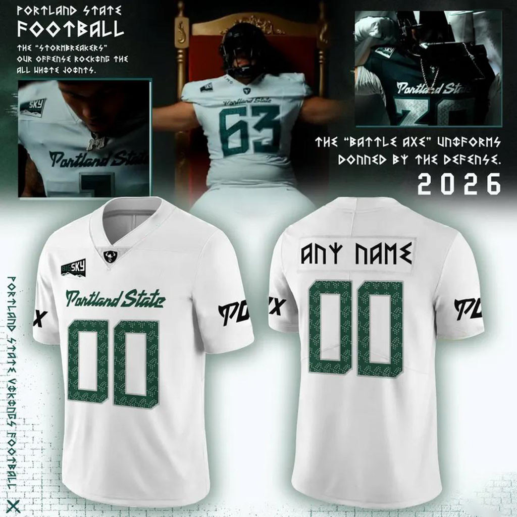 Custom Portland State Vikings Battle Axe 2026 Football Jersey PS Vikings Merch Fans Gifts - Kdjoy Custom Portland State Vikings Battle Axe 2026 Football Jersey PS Vikings Merch Fans Gifts - Kdjoy