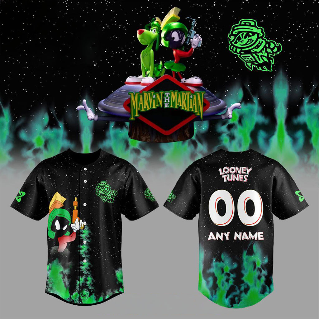 Custom Rocket City Trash Pandas Merch Marvin The Martian 2026 Night Party Baseball Jersey