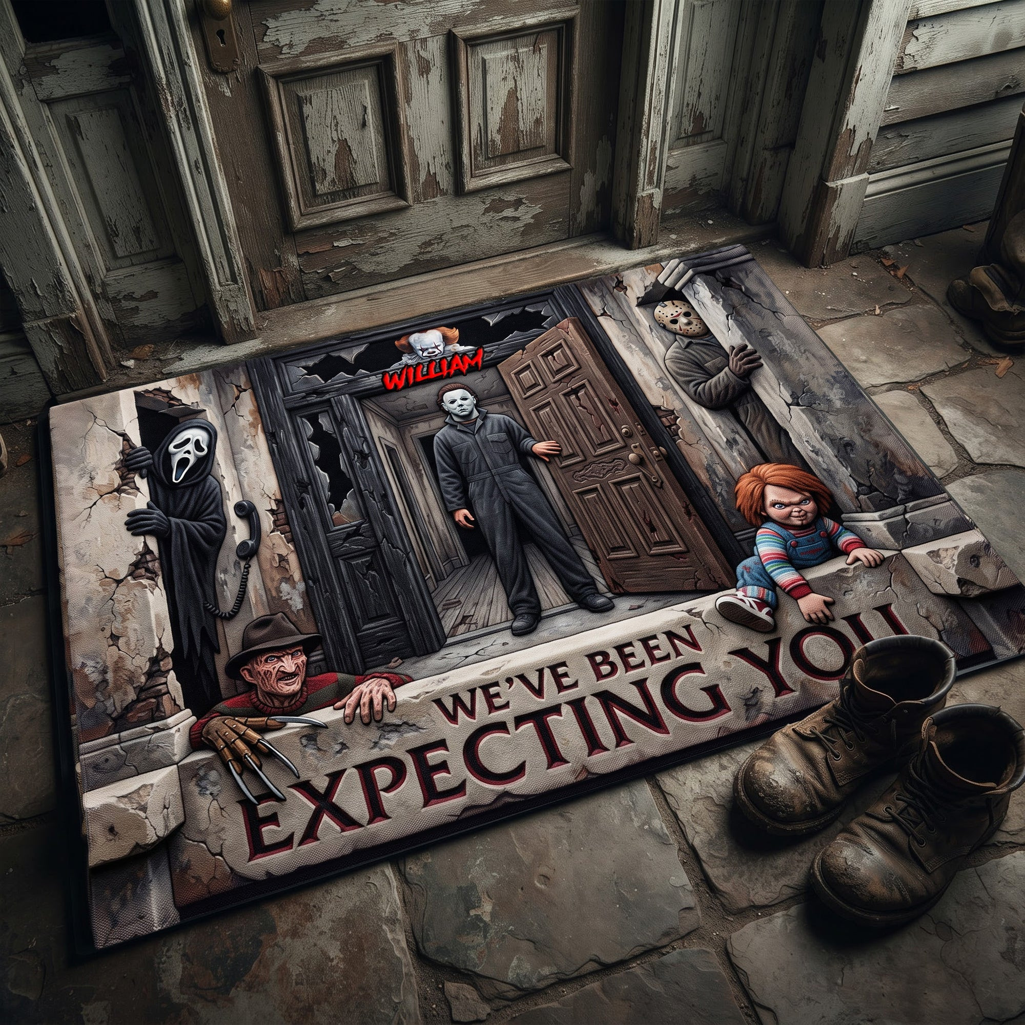 Custom Scary Villain We've Been Expecting You Doormat Halloween Mat Gifts For Horror Lovers - Kdjoy