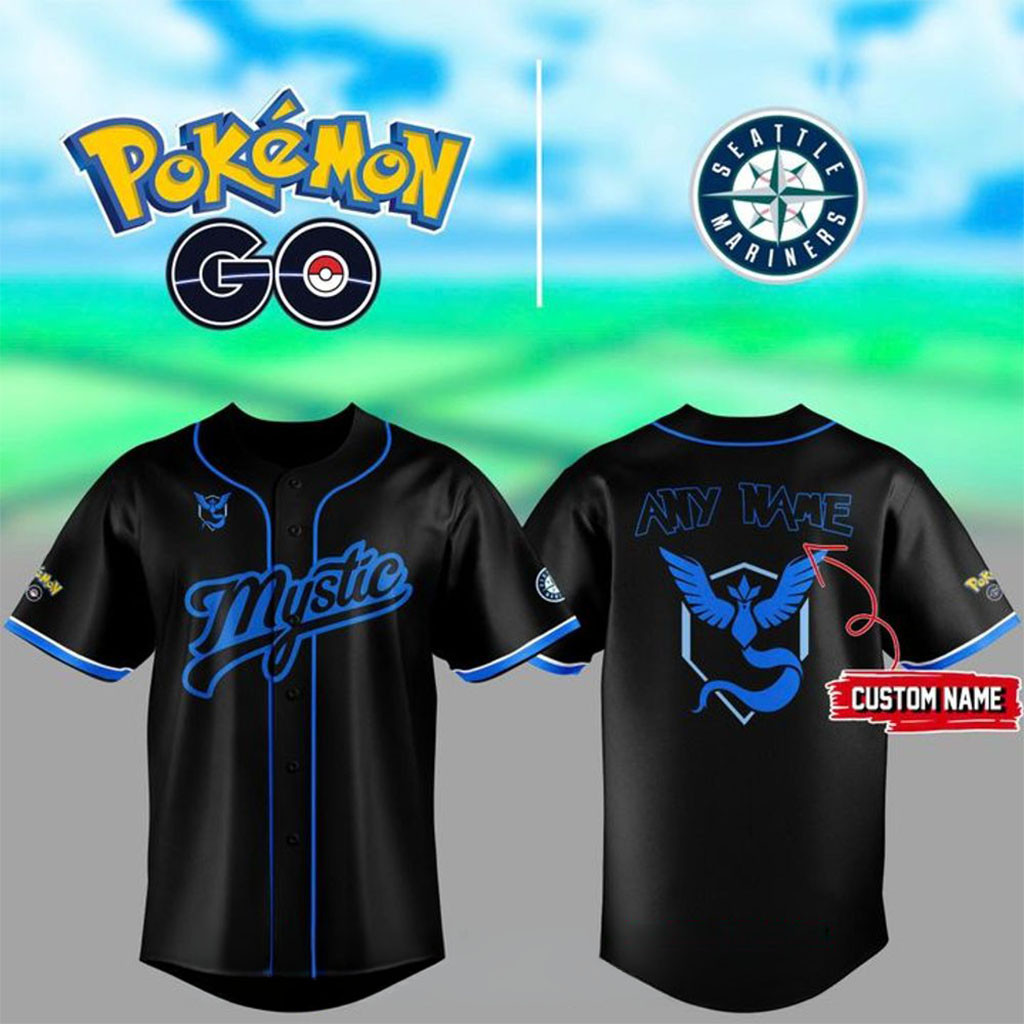 Custom Seattle Mariners x Pokemon GO Team Mystic 2026 Baseball Jersey Black Mariners Merch - Kdjoy Custom Seattle Mariners x Pokemon GO Team Mystic 2026 Baseball Jersey Black Mariners Merch - Kdjoy