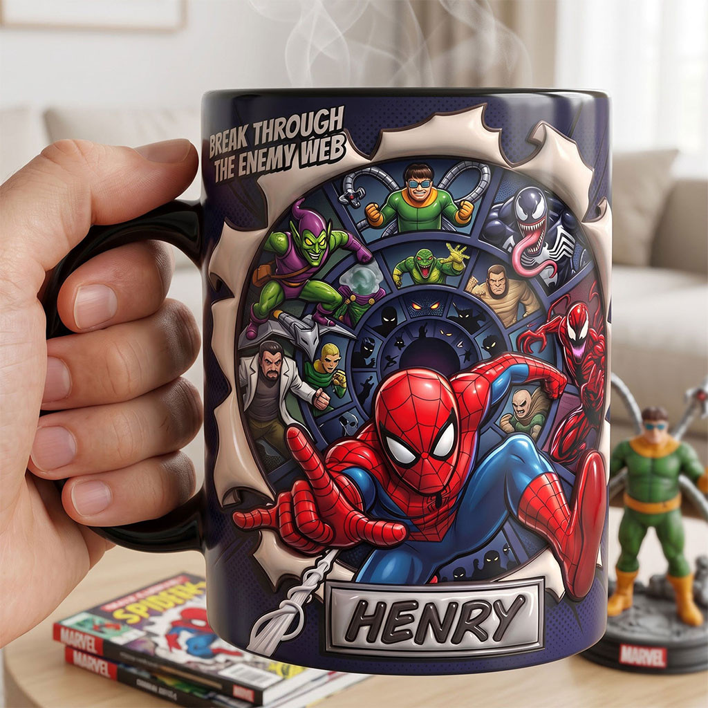 Custom Spider Man Break Through The Enemy Web Mug Masked Web Hero Magic Mug Movie Lovers Gifts