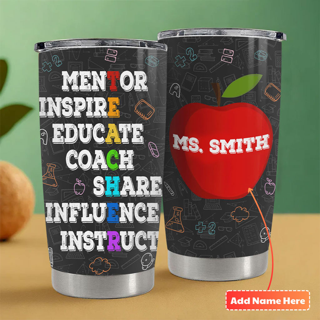 Custom Teacher Mentor Inspire Educate Coach Share Influence Instruct Apple Tumbler Teacher Gifts Custom Teacher Mentor Inspire Educate Coach Share Influence Instruct Apple Tumbler Teacher Gifts