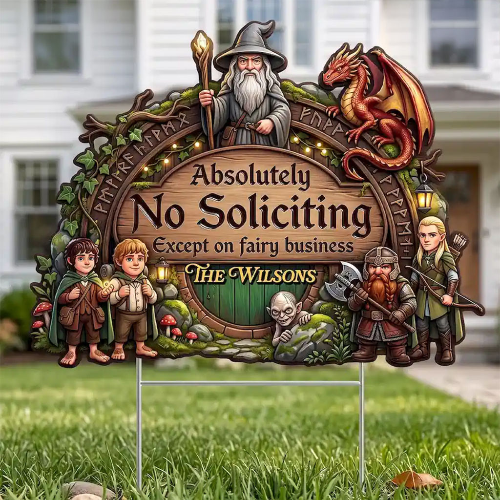 Custom The Lord Of The Rings Absolutely No Soliciting Yard Sign Garden Decor LOTR Merch 2026 - Kdjoy