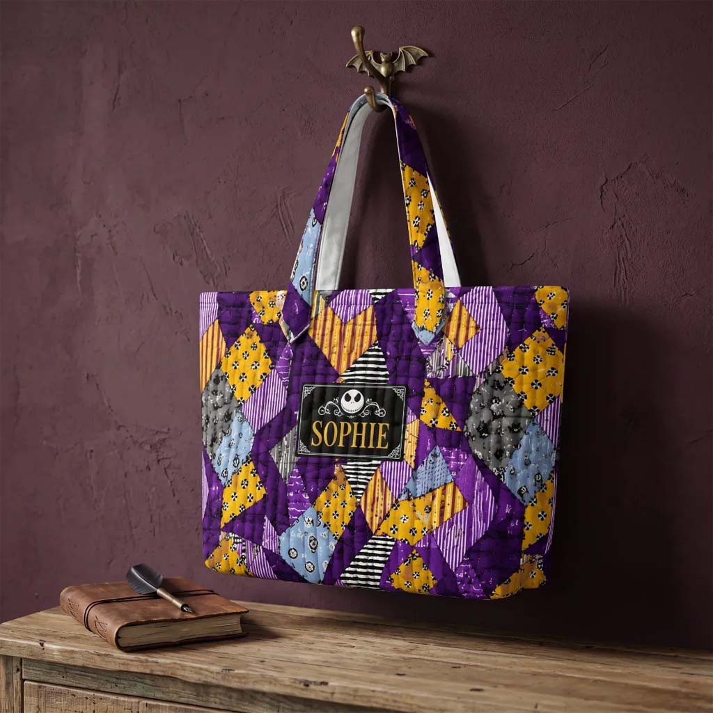 Custom The Nightmare Before Christmas Halloween Town Springs 2026 Quilted Tote Bag Halloween Gifts - Kdjoy Custom The Nightmare Before Christmas Halloween Town Springs 2026 Quilted Tote Bag Halloween Gifts - Kdjoy