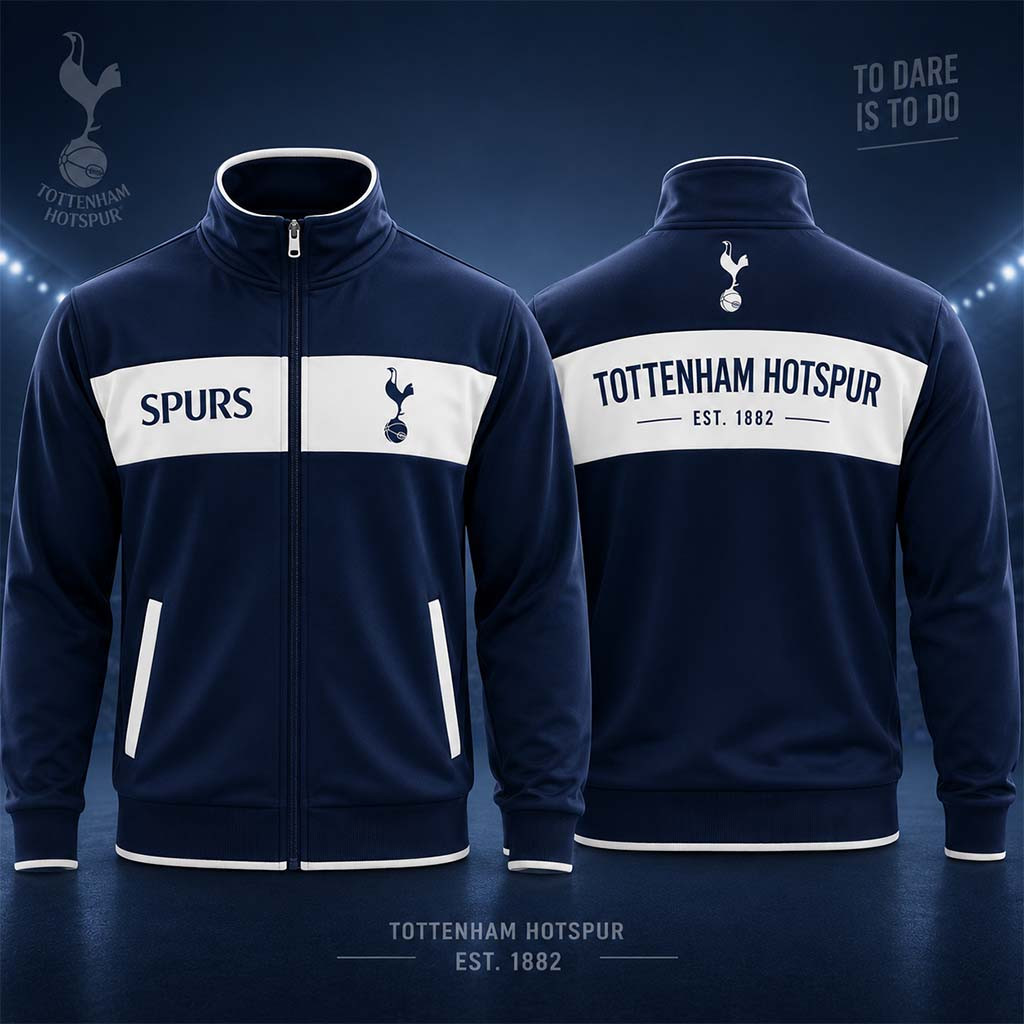 Custom Tottenham Hotspur Est 1882 2026 Zipper Stand Collar Jacket Tottenham Hotspur FC Merch