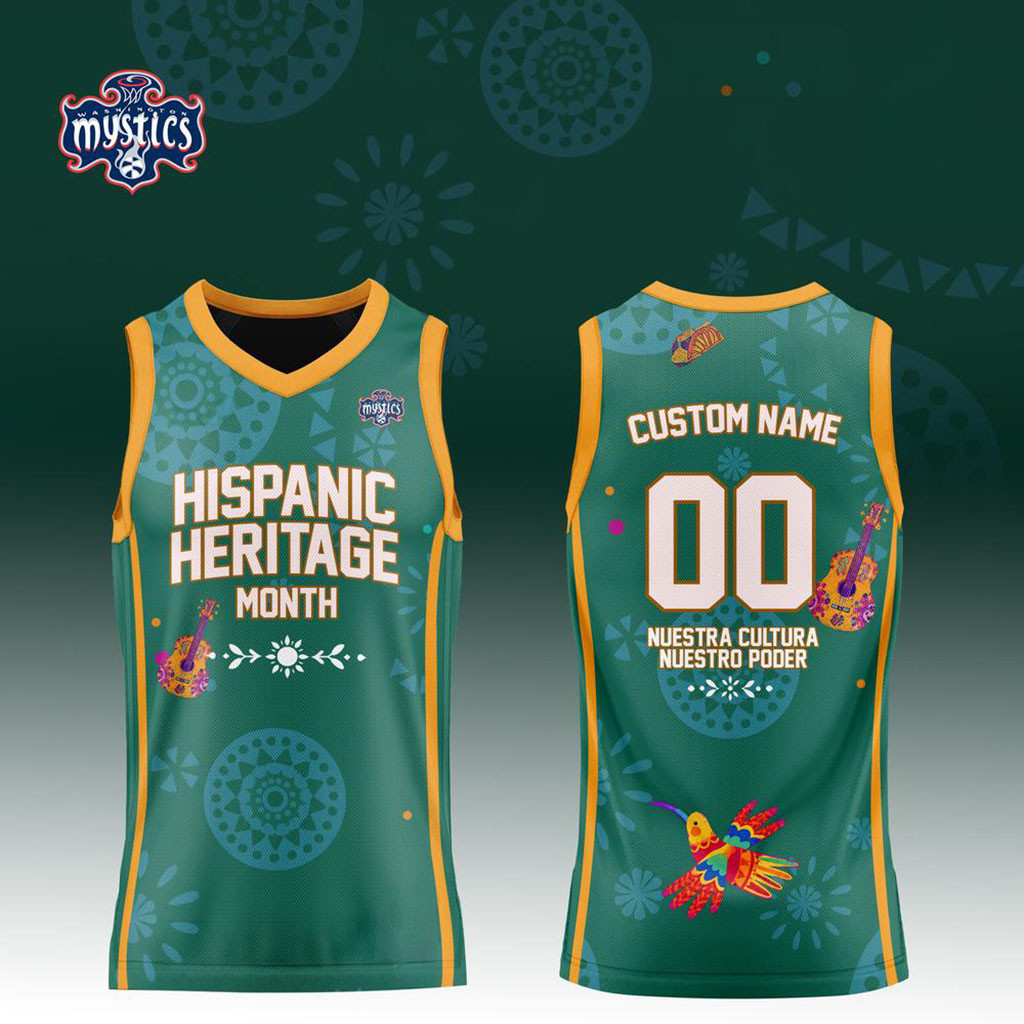 Custom Washington Mystics x Hispanic Heritage Month Green Basketball Jersey Mystics Merch - Kdjoy