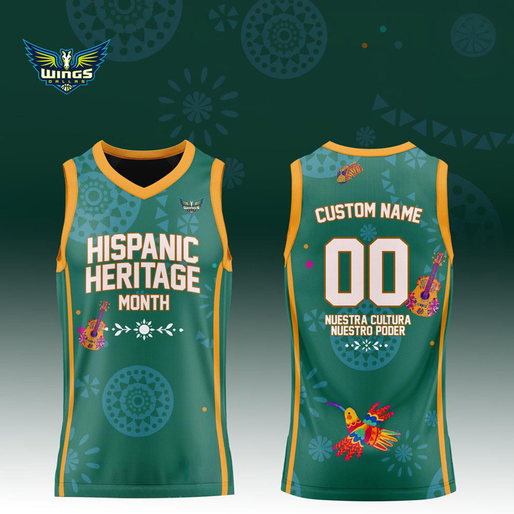 Custom Wings Dallas x Hispanic Heritage Month Green Basketball Jersey Wings Dallas Merchandise - Kdjoy Custom Wings Dallas x Hispanic Heritage Month Green Basketball Jersey Wings Dallas Merchandise - Kdjoy