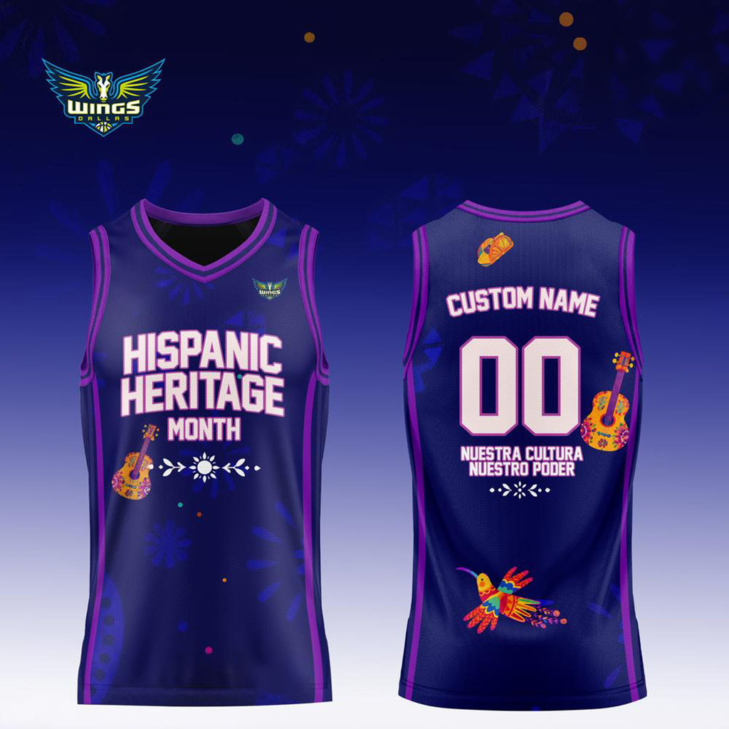 Custom Wings Dallas x Hispanic Heritage Month Purple Basketball Jersey Wings Dallas Merch Gifts - Kdjoy