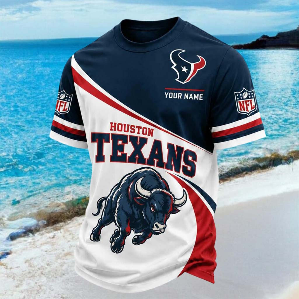 Customized Houston Texans Mascot Running Bull Shirt Houston Football T-Shirt Texans Merch Gifts - Kdjoy Customized Houston Texans Mascot Running Bull Shirt Houston Football T-Shirt Texans Merch Gifts - Kdjoy