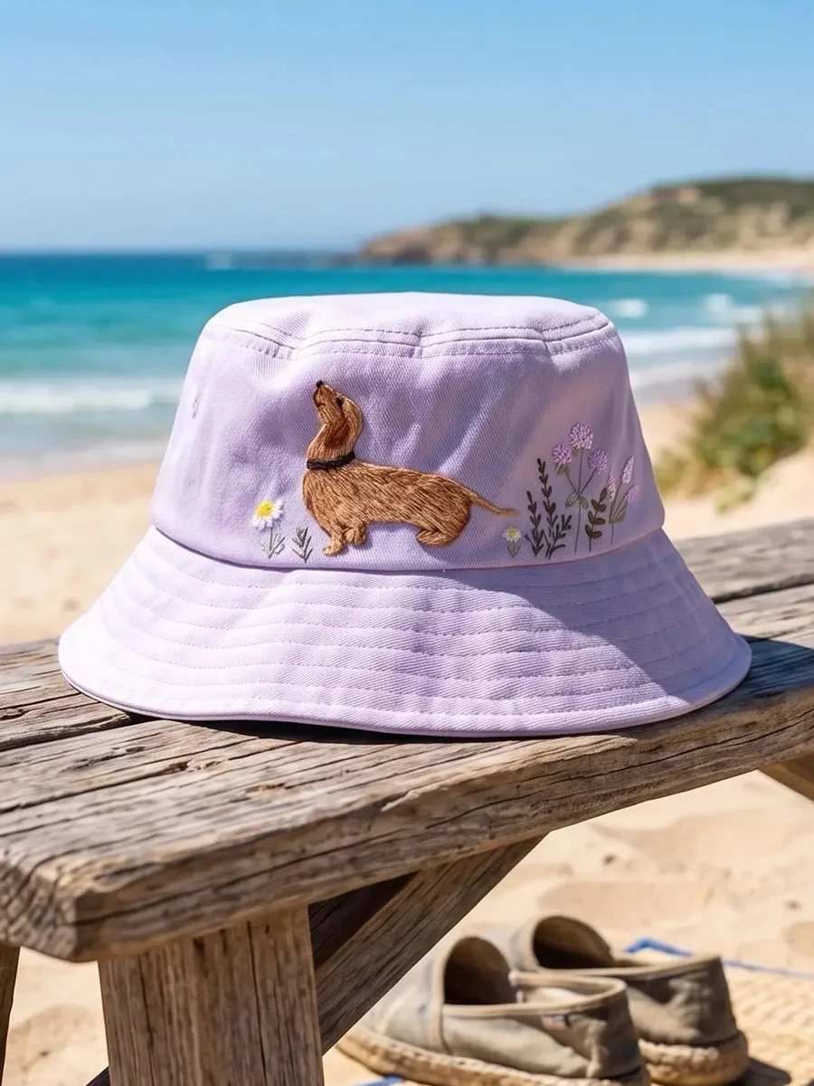 Cute Dachshund Wiener Dog Bucket Hat Summer Beach Merch Gift For Her - Kdjoy