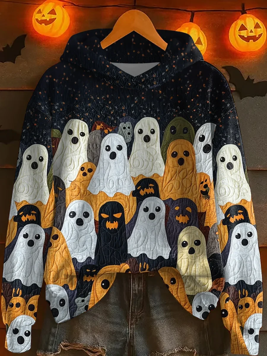 Cute Ghost Pumpkin Hoodie Funny Halloween Spooky Clothing Present Gift Cute Ghost Pumpkin Hoodie Funny Halloween Spooky Clothing Present Gift