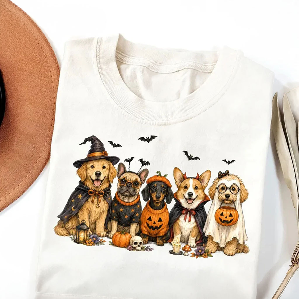 Cute Halloween Dog Shirt Fall Puppy Tee Spooky Season Clothing Halloween Gift For Dog Lover - Kdjoy