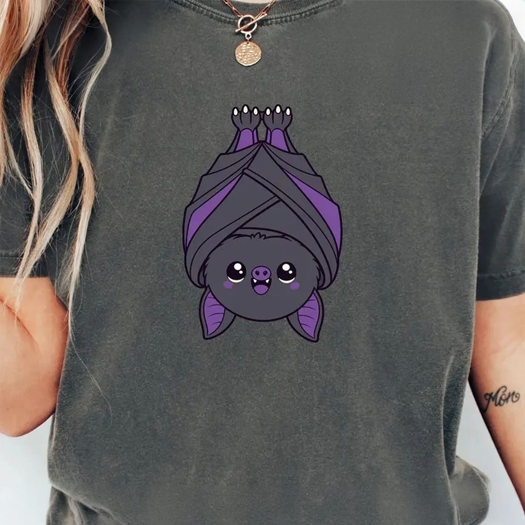 Cute Hanging Bat Shirt Kawaii Halloween Shirt Spooky Season Apparel Bat Lover Gifts - Kdjoy Cute Hanging Bat Shirt Kawaii Halloween Shirt Spooky Season Apparel Bat Lover Gifts - Kdjoy