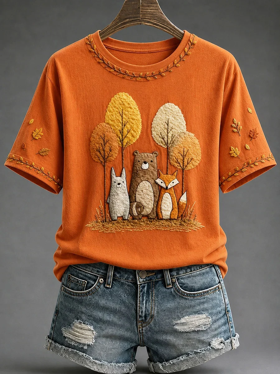 Cute Woodland Animals In Autumn T-Shirt Autumn Animals Shirt Halloween Gifts For Girls - Kdjoy Cute Woodland Animals In Autumn T-Shirt Autumn Animals Shirt Halloween Gifts For Girls - Kdjoy