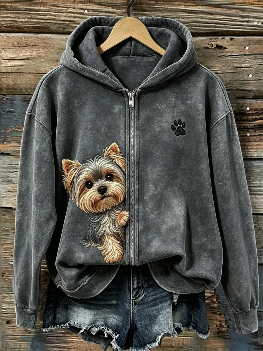 Cute Yorkshire Terrier Yorkie Dog Zip Hoodie Puppy Paw Merch Gift For Her - Kdjoy Cute Yorkshire Terrier Yorkie Dog Zip Hoodie Puppy Paw Merch Gift For Her - Kdjoy