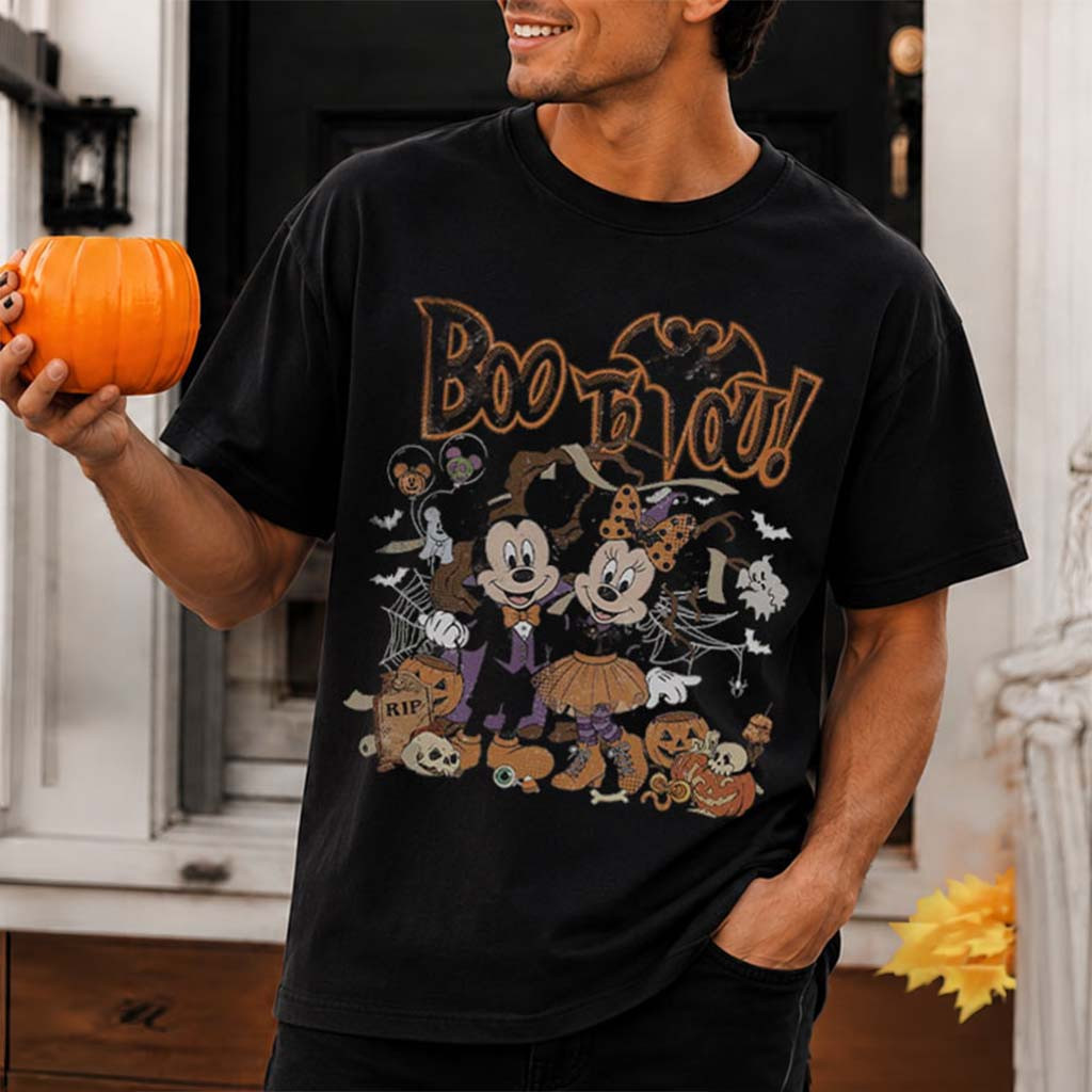 D Boo To You Mickey Minnie Halloween T-Shirt Spooky Season Apparel Present For Halloween - Kdjoy