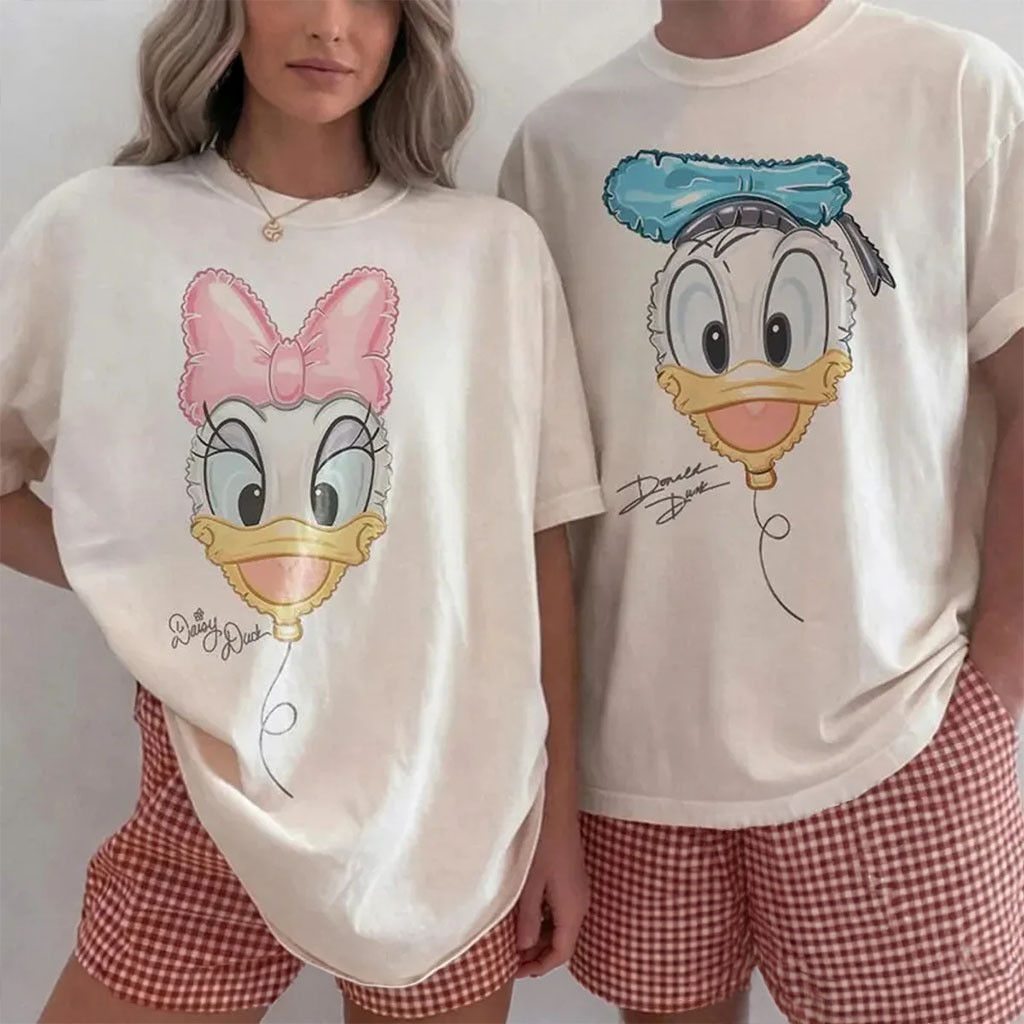 D Donald And Daisy Balloon Couple Matching T-Shirt Best Gifts For Couples - Kdjoy D Donald And Daisy Balloon Couple Matching T-Shirt Best Gifts For Couples - Kdjoy