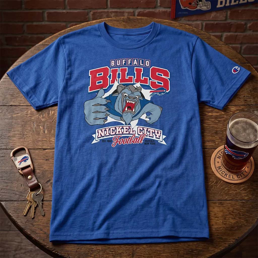 D Football Collab Merch Buffalo Bills Nickel City Football Retro Beast T-Shirt Gift For Son - Kdjoy