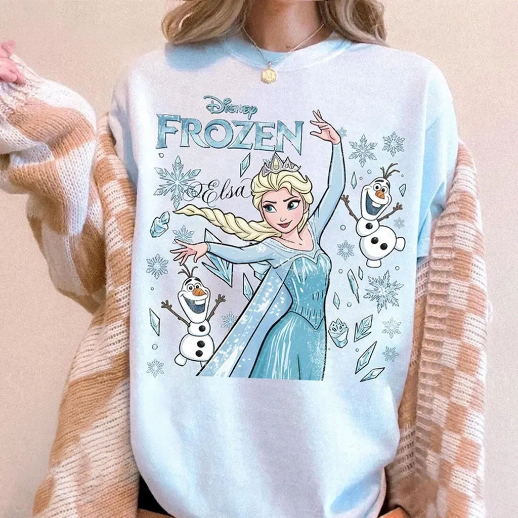 D Frozen Elsa Shirt Vintage Queen Elsa Olaf Snowman T-Shirt Frozen Merch Birthday Gifts - Kdjoy D Frozen Elsa Shirt Vintage Queen Elsa Olaf Snowman T-Shirt Frozen Merch Birthday Gifts - Kdjoy