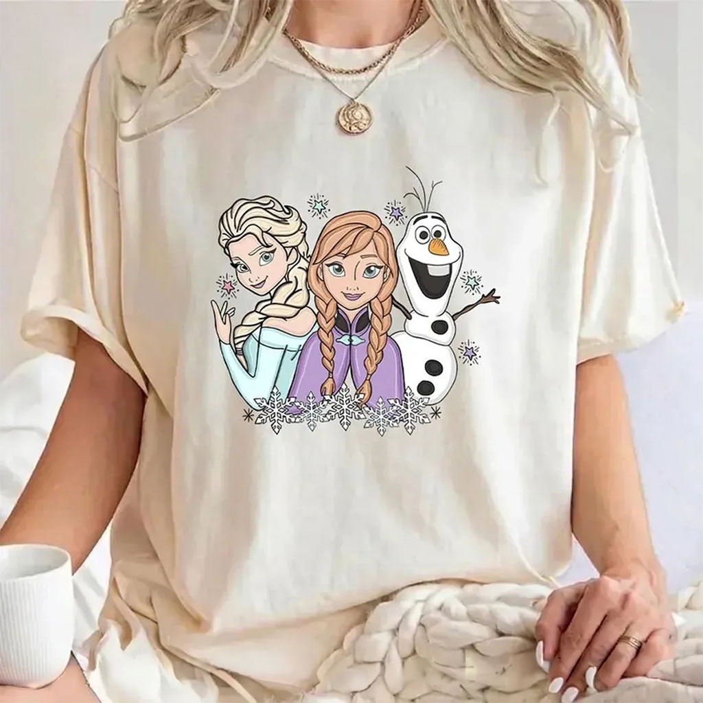 D Frozen Shirt Elsa Anna Olaf T-Shirt Cartoon Lover Apparel Gift For Daughters - Kdjoy