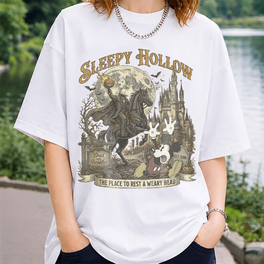 D Headless Horseman Mickey Halloween Retro Disneyland 2026 T-Shirt Halloween Gifts - Kdjoy