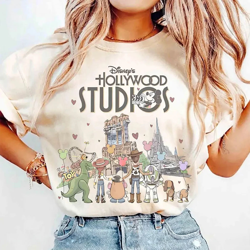 D Hollywood Studios T-Shirt Watercolor Pixar Toy Story Characters Tee Gift For Cartoon Lovers - Kdjoy