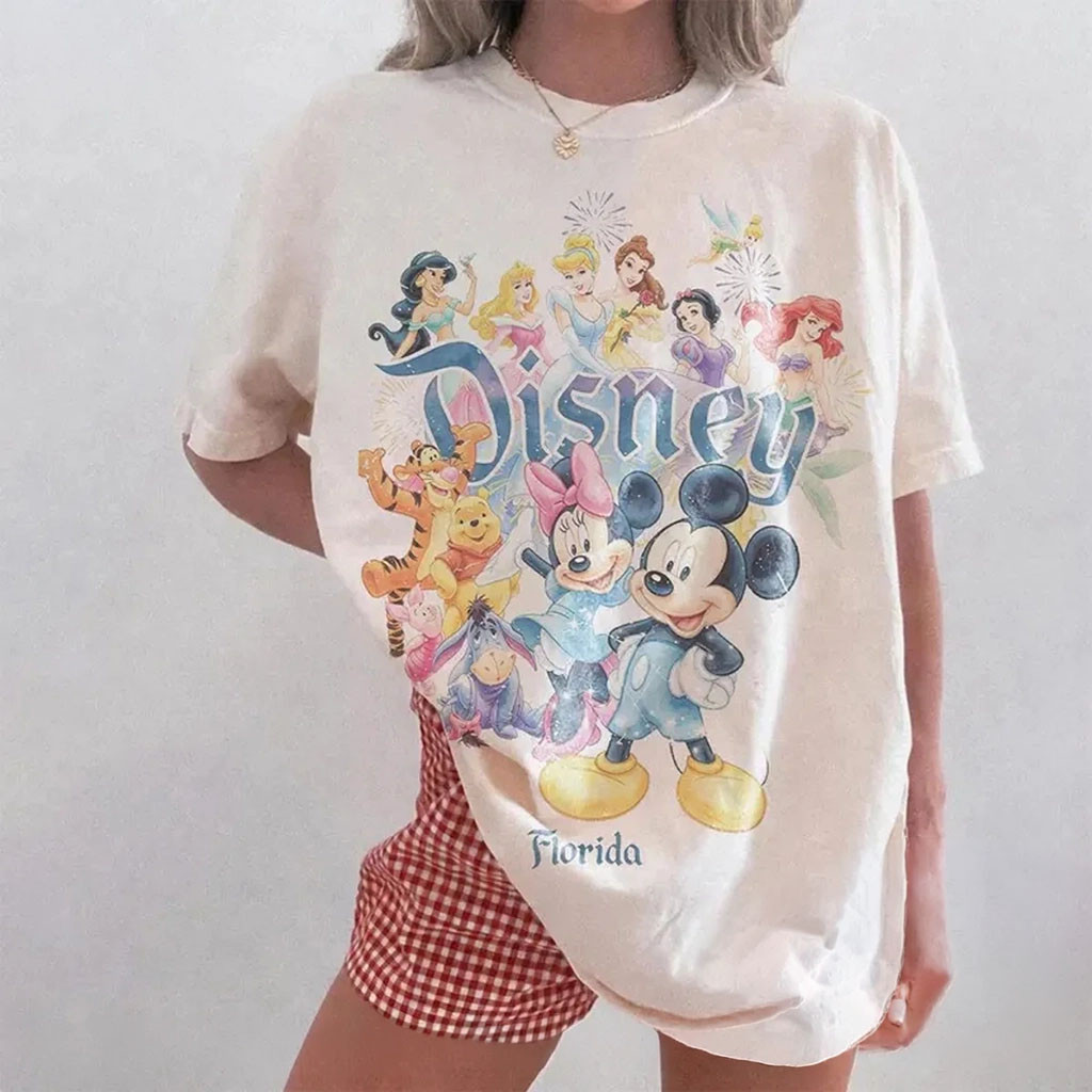 D Princess Ariel Belle Cinderella Rapunzel Elsa T-Shirt Present For Cartoon Lovers - Kdjoy