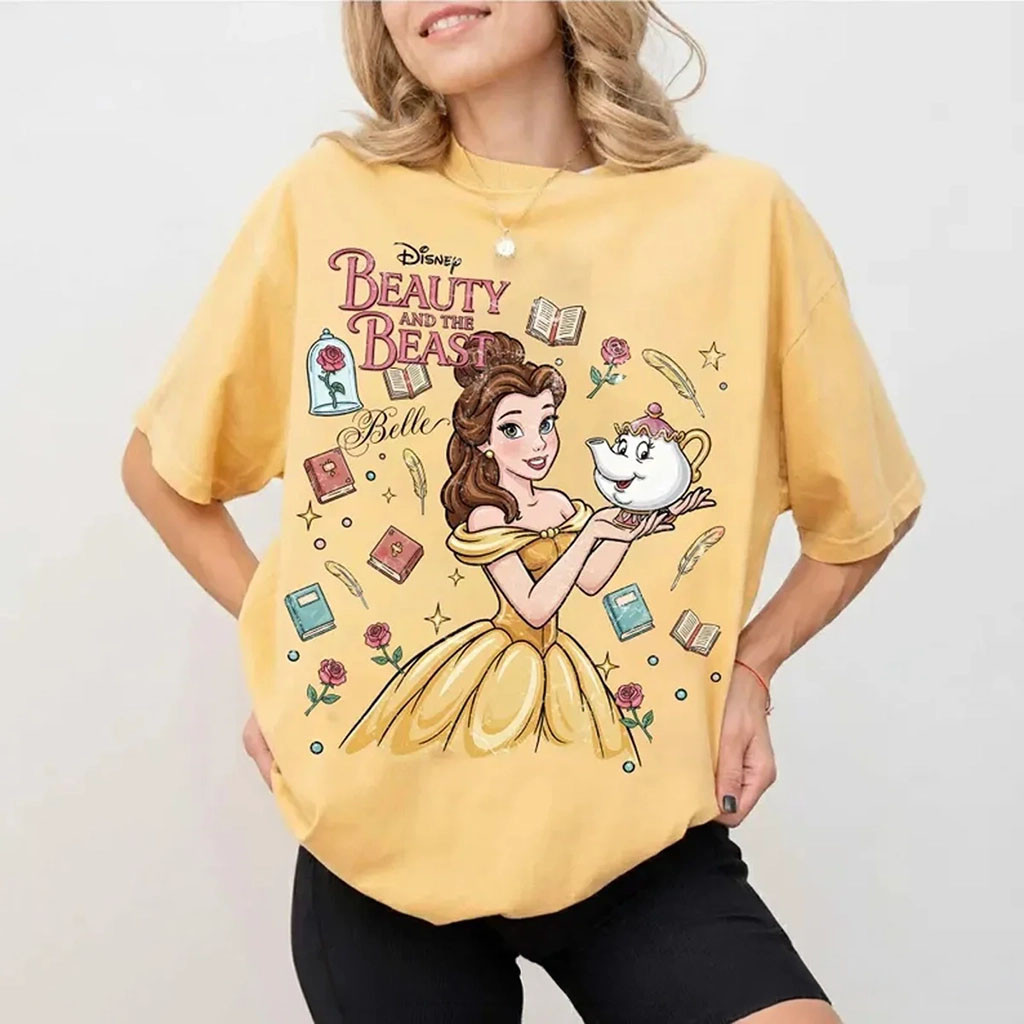 D Princess Belle T-Shirt Beauty And The Beast Merch Mrs Potts Book Lover Gift for Sisters - Kdjoy D Princess Belle T-Shirt Beauty And The Beast Merch Mrs Potts Book Lover Gift for Sisters - Kdjoy