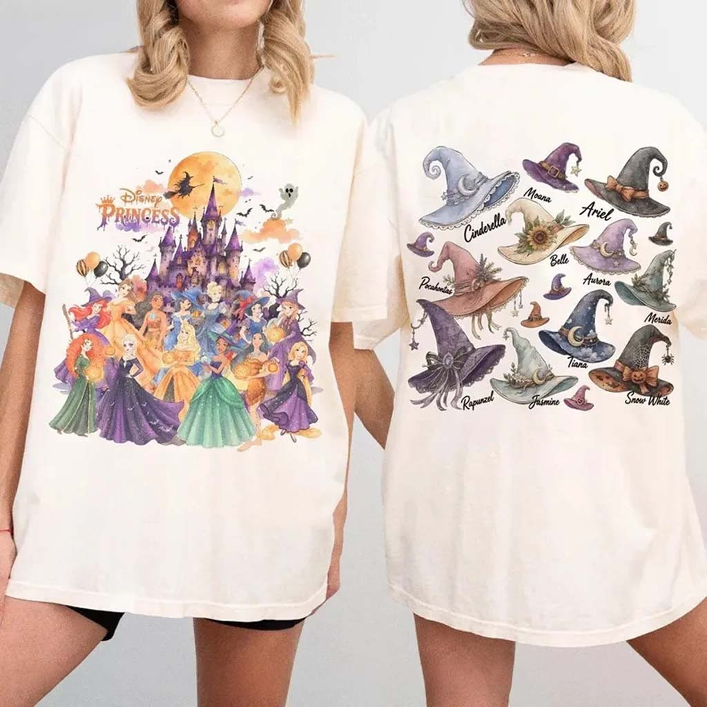 D Princess Halloween Shirt Watercolor Princess Witch T-Shirt Spooky Season Outfits For Her - Kdjoy